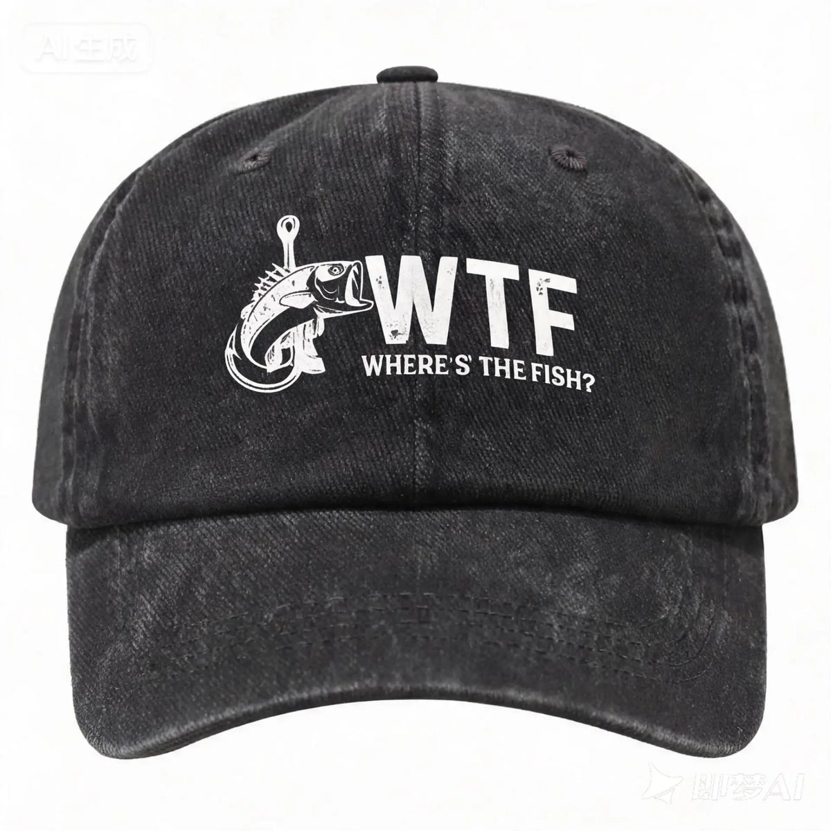 Where Is the Fish WTF Distressed Baseball Cap