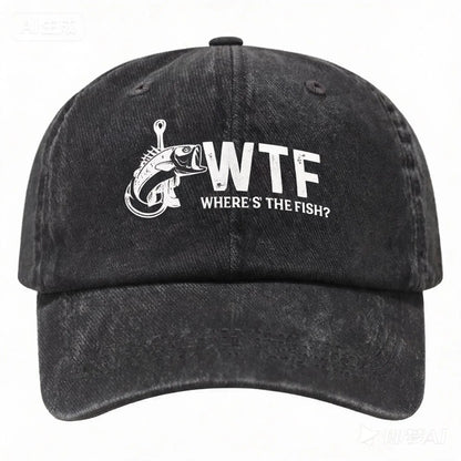 Where Is the Fish WTF Distressed Baseball Cap