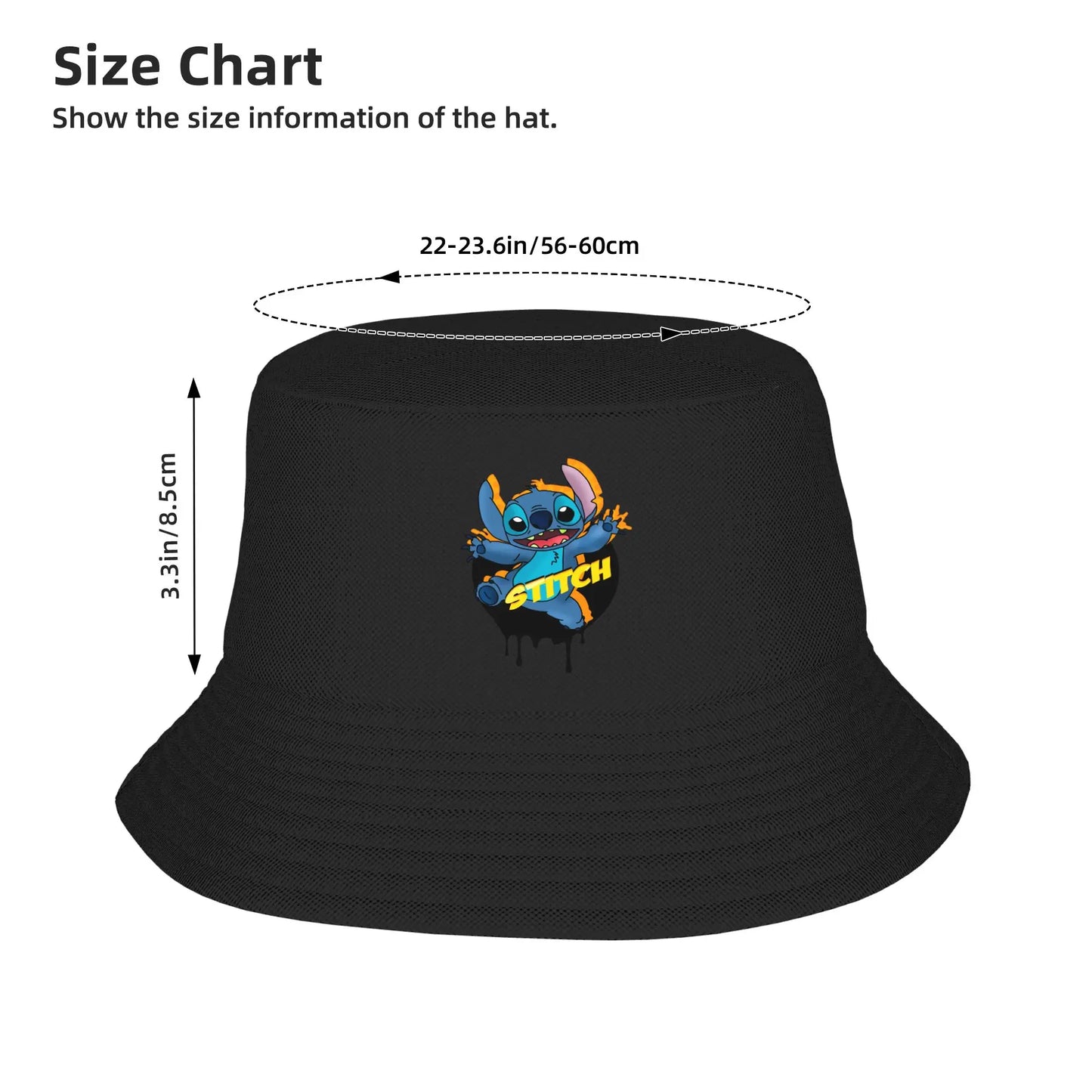 Men Bucket Hat Cartoon Lilo Stitch Picnic Headwear Foldable Outdoor
