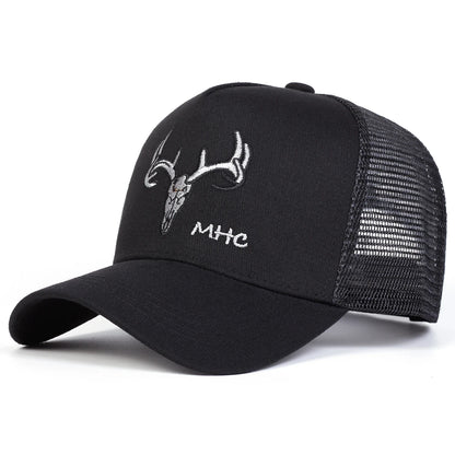 Unisex Antler Embroidery Baseball Net Caps