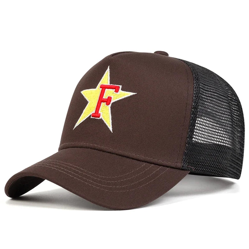 Unisex F Letter Pentagram Embroidery Baseball Caps