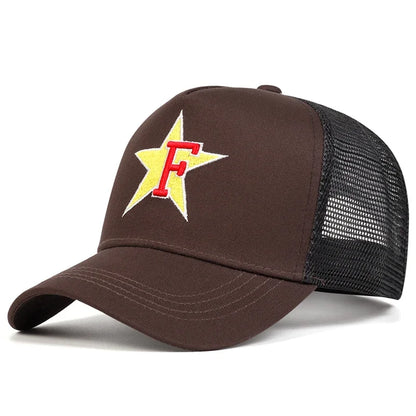 Unisex F Letter Pentagram Embroidery Baseball Caps
