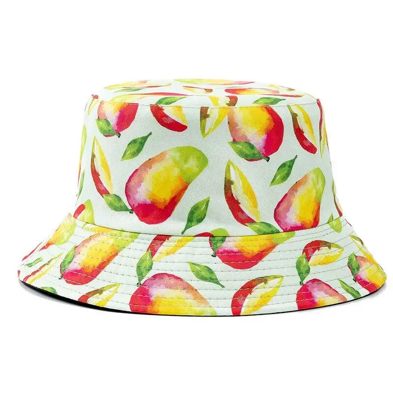 Unisex Bucket Cap Fruit Printing Hats Summer Double-sided Wear Man Women