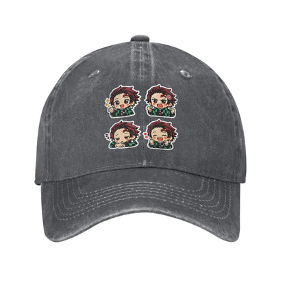Demon Slayer  Multicolor Hat Peaked Women's Cap Chibi Tanjiro Kamado Baseball Hat