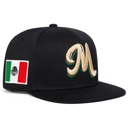 Unisex M Embroidery Side Mexican Flag Hip Hop Net Hats