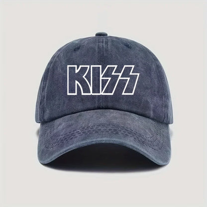 KISS Letter Printed Washed Baseball Cap