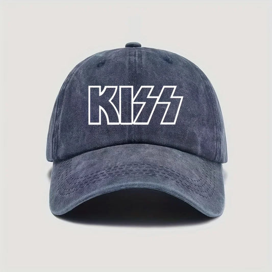 KISS Letter Printed Washed Baseball Cap