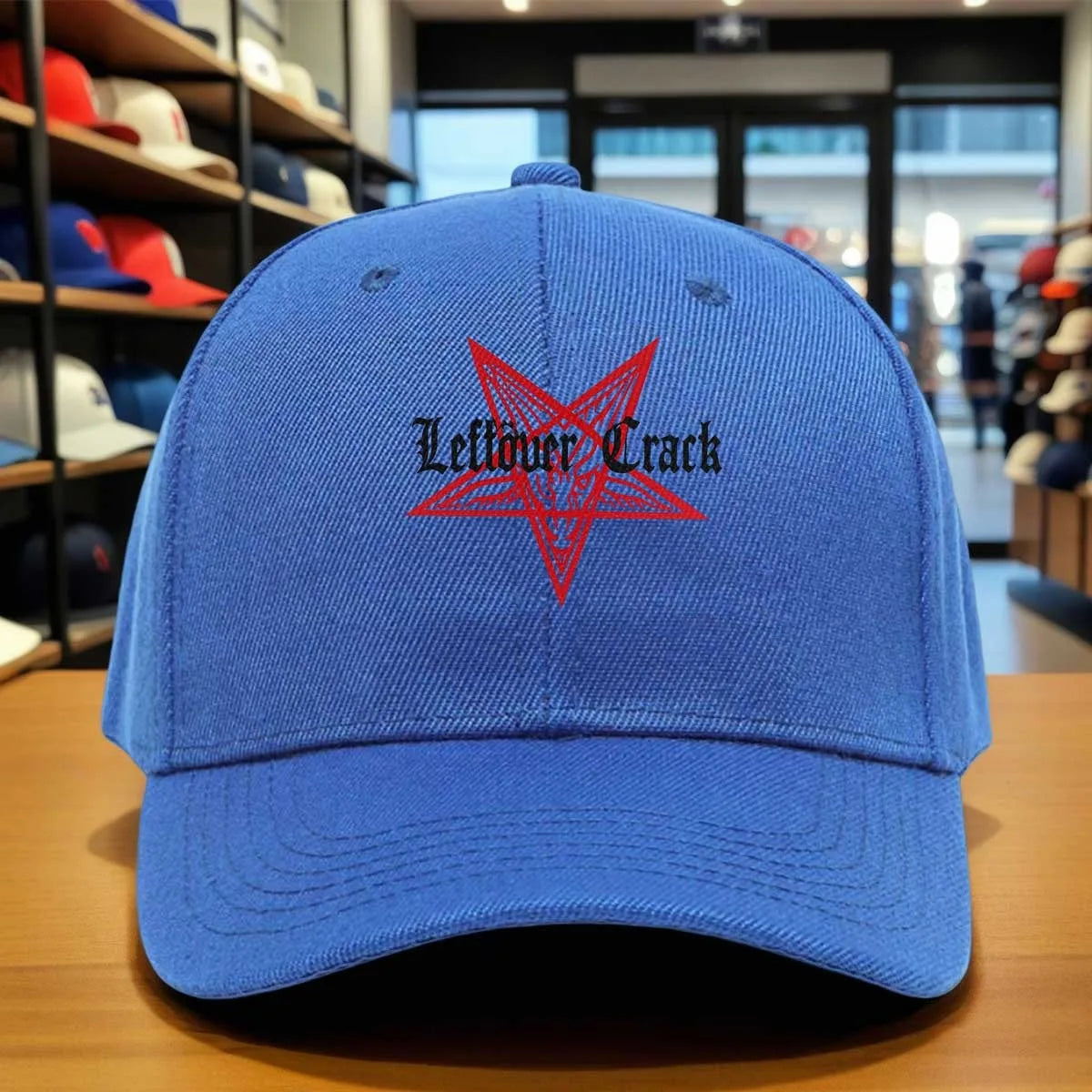 Leftower Crack Baseball Cap Red Pentagram Devil Design