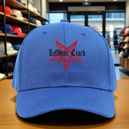 Leftower Crack Baseball Cap Red Pentagram Devil Design