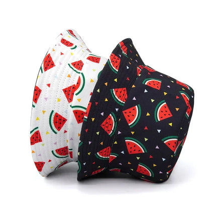 Vintage Printed Fishing Hat Summer Fisherman Hat Reversible Watermelon Bucket Hats For Women Men