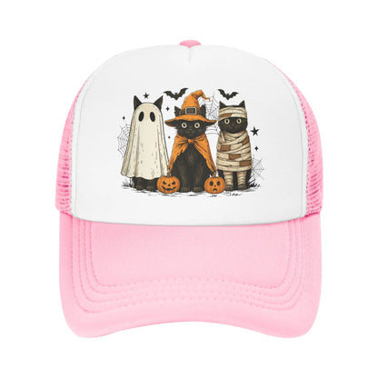Retro Black Cat Witch Scary Halloween Pumpkin Baseball Cap