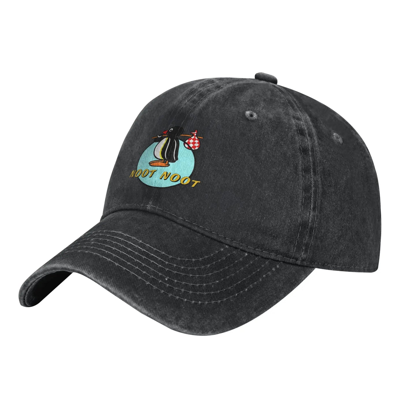 Pingu Her Friend the Seal Baseball Cap Distressed Cotton Penguin Meme Funny Cartoon Snapback Hat