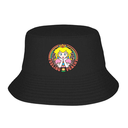 Teen Bucket Hat Super Marios Princess Peach Picnic Headwear Foldable