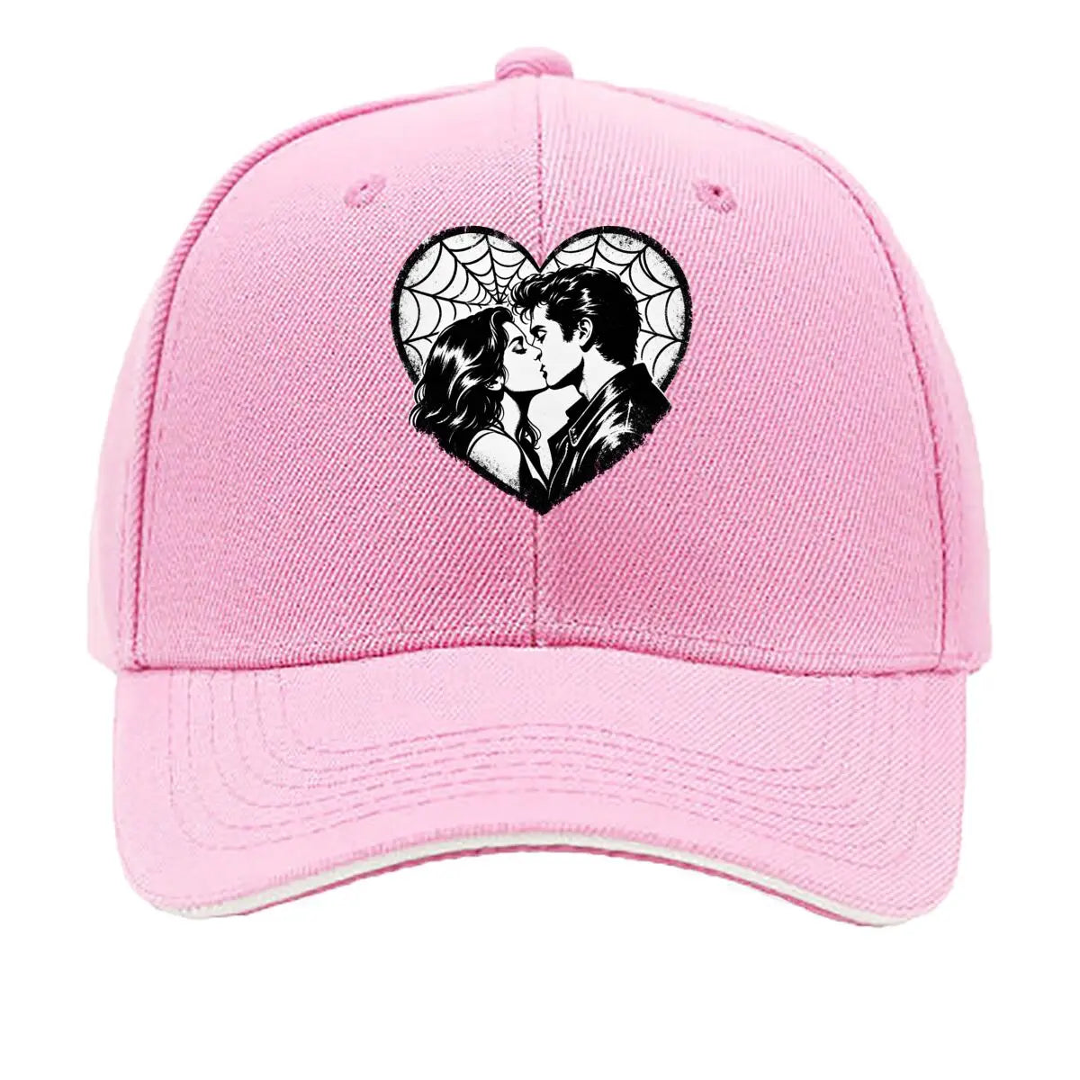 Monochrome Heart Kiss Spiderweb Port Hip Hop Hat Baseball Cap