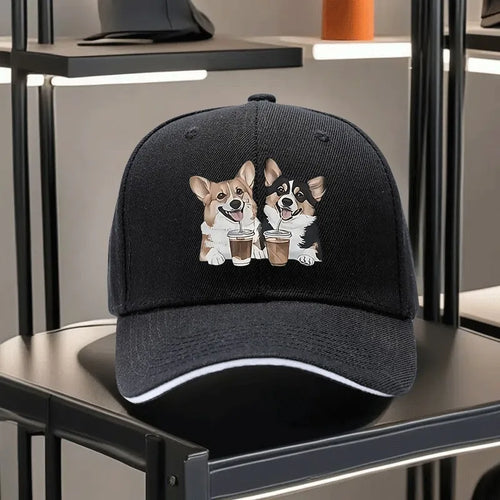 Corgi Coffee Couple Baseball Cap