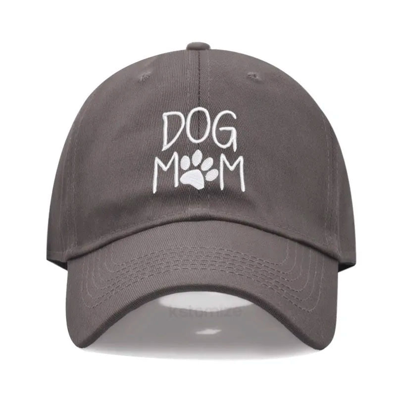 Vintage Washed Cotton DoG MOM Embroidery Baseball Cap For Men Women