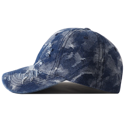 Vintage Distressed Denim Baseball Cap Hip Hop Streetwear Washed Ripped