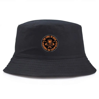 Black Summer Bucket Hat With Skull Print Fishing Cap For Men Women