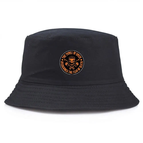 Black Summer Bucket Hat With Skull Print Fishing Cap For Men Women
