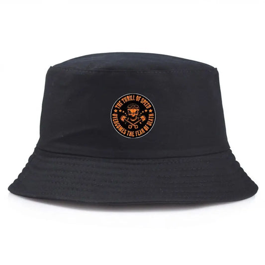 Black Summer Bucket Hat With Skull Print Fishing Cap For Men Women