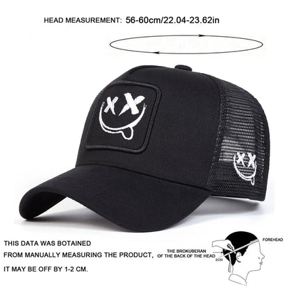 Unisex XX Smiling Face Embroidery Baseball Caps Hip Hop Hat Sunscreen Hat
