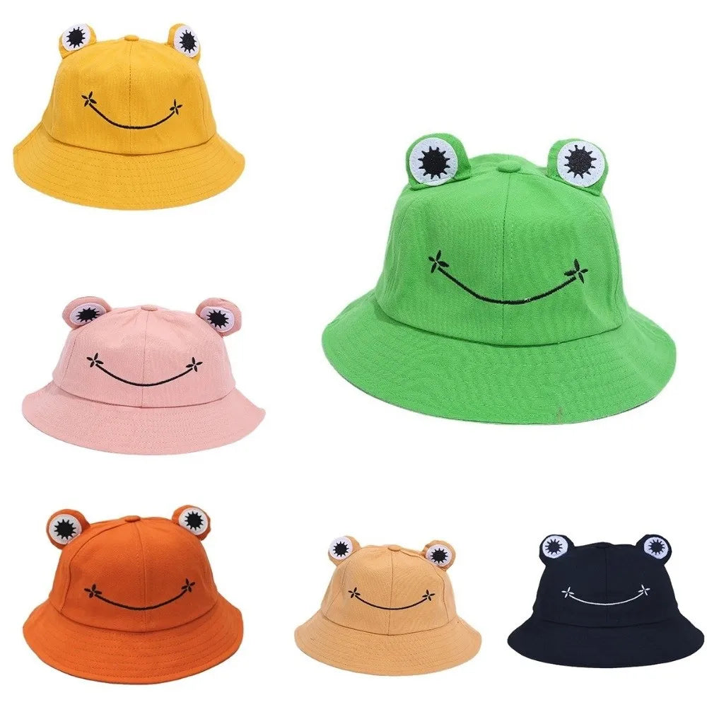 New Breathable Frog Bucket Hats Parent-Child Foldable Sun Shading Caps