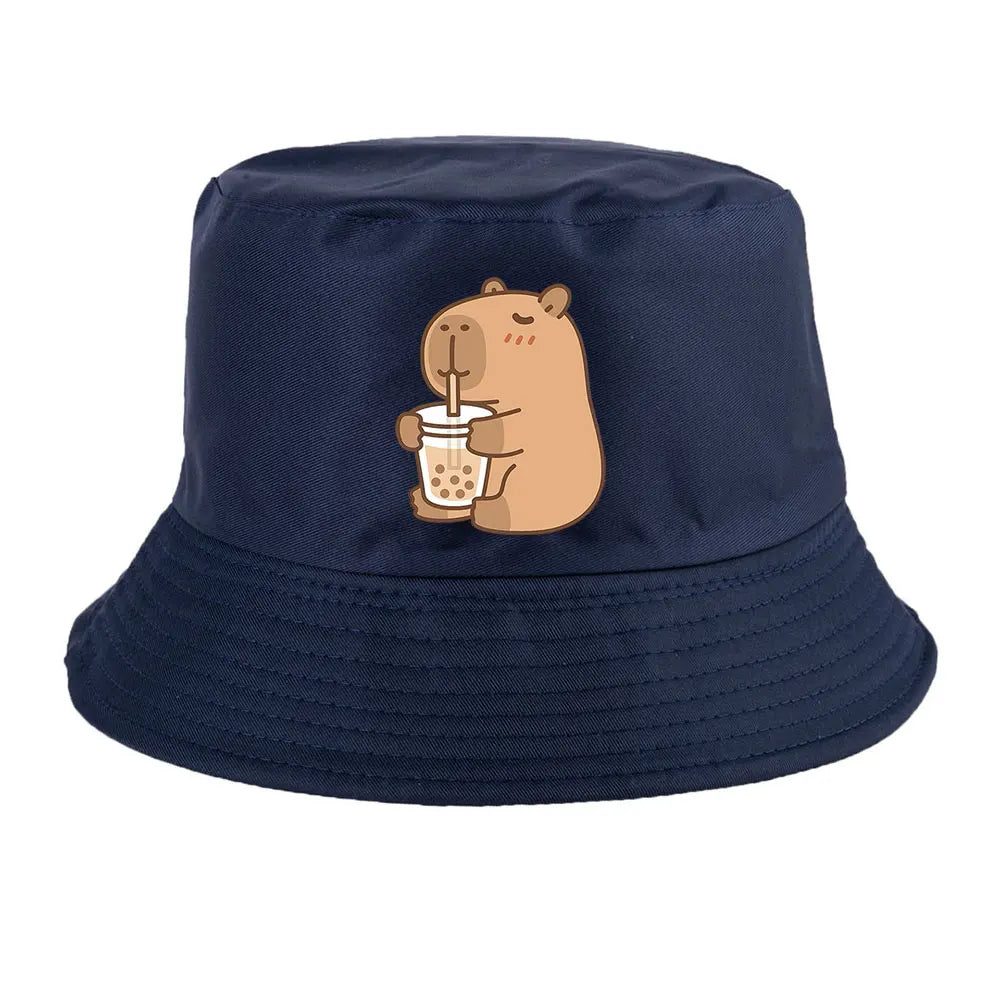 Summer Spring Ladies Cotton Korean Casual Outdoor Sunprotection Capybara Bucket Hat For Men Women