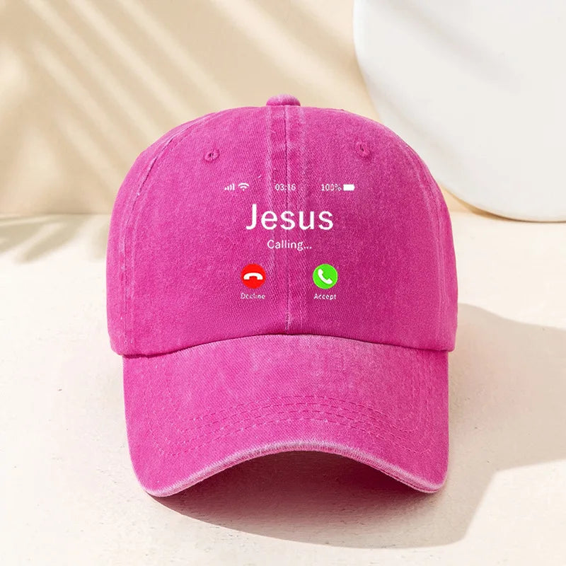 Vintage Washed Baseball Cap Jesus Calling Incoming Call Print