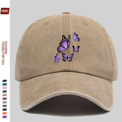 New Simple Versatile Butterfly Print Baseball Cap