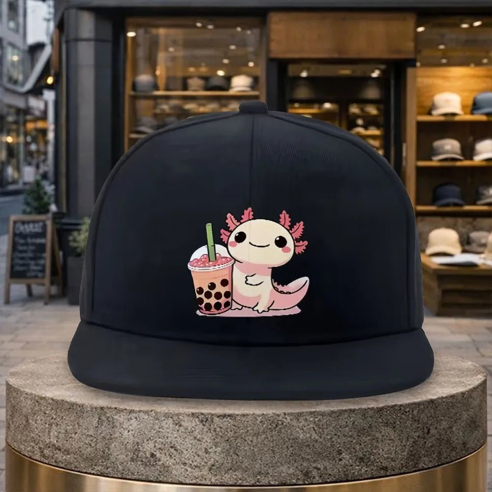 Cute Axolotl Boba Tea Kawaii Snapback Cap