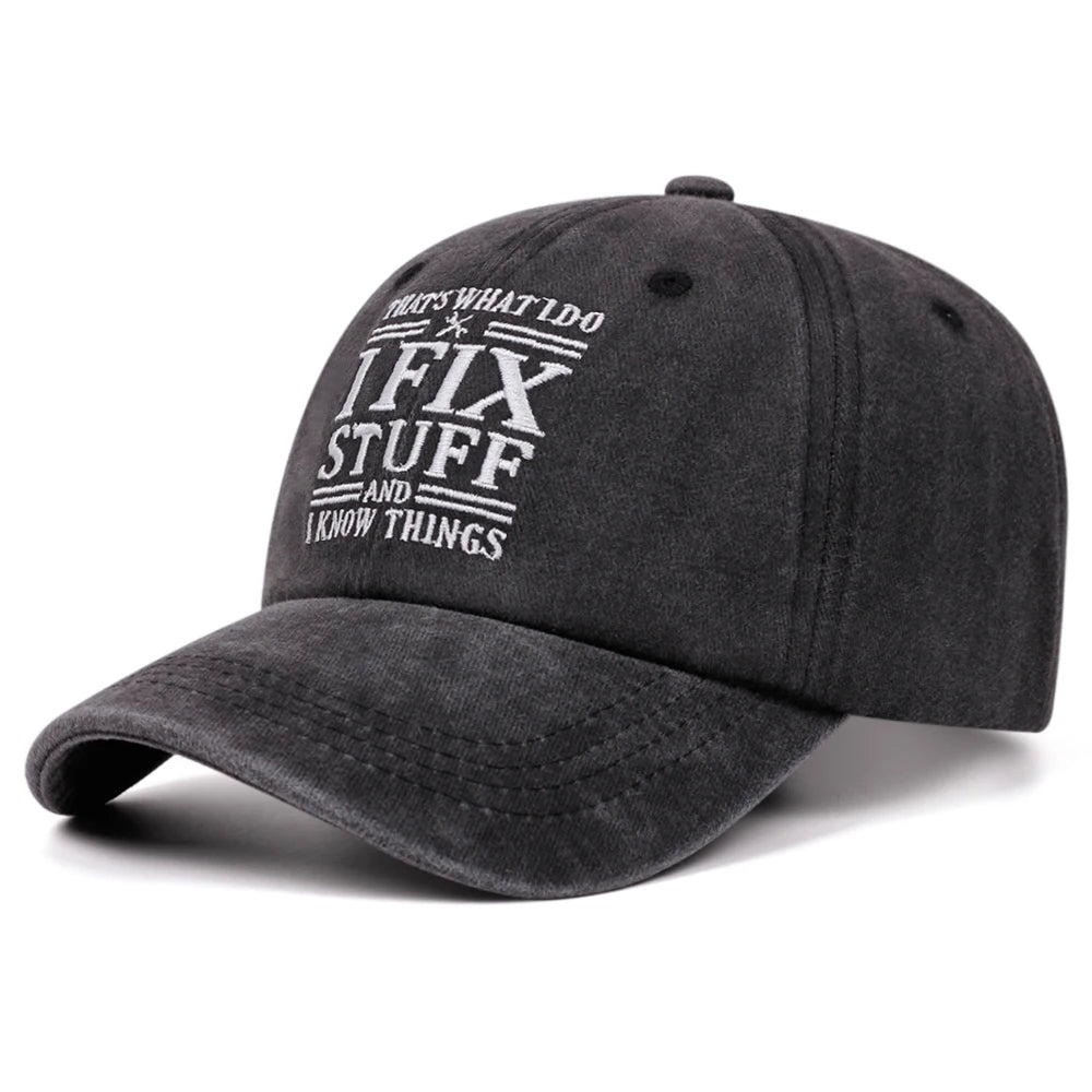 Ifix Stuff Letter Washed Embroidered Soft Top Baseball Cap