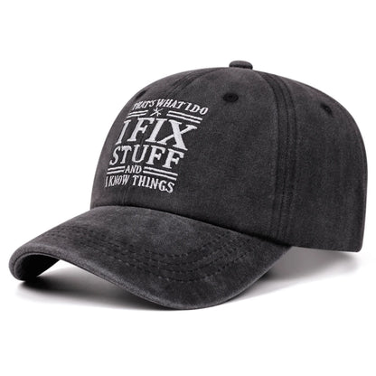 Ifix Stuff Letter Washed Embroidered Soft Top Baseball Cap