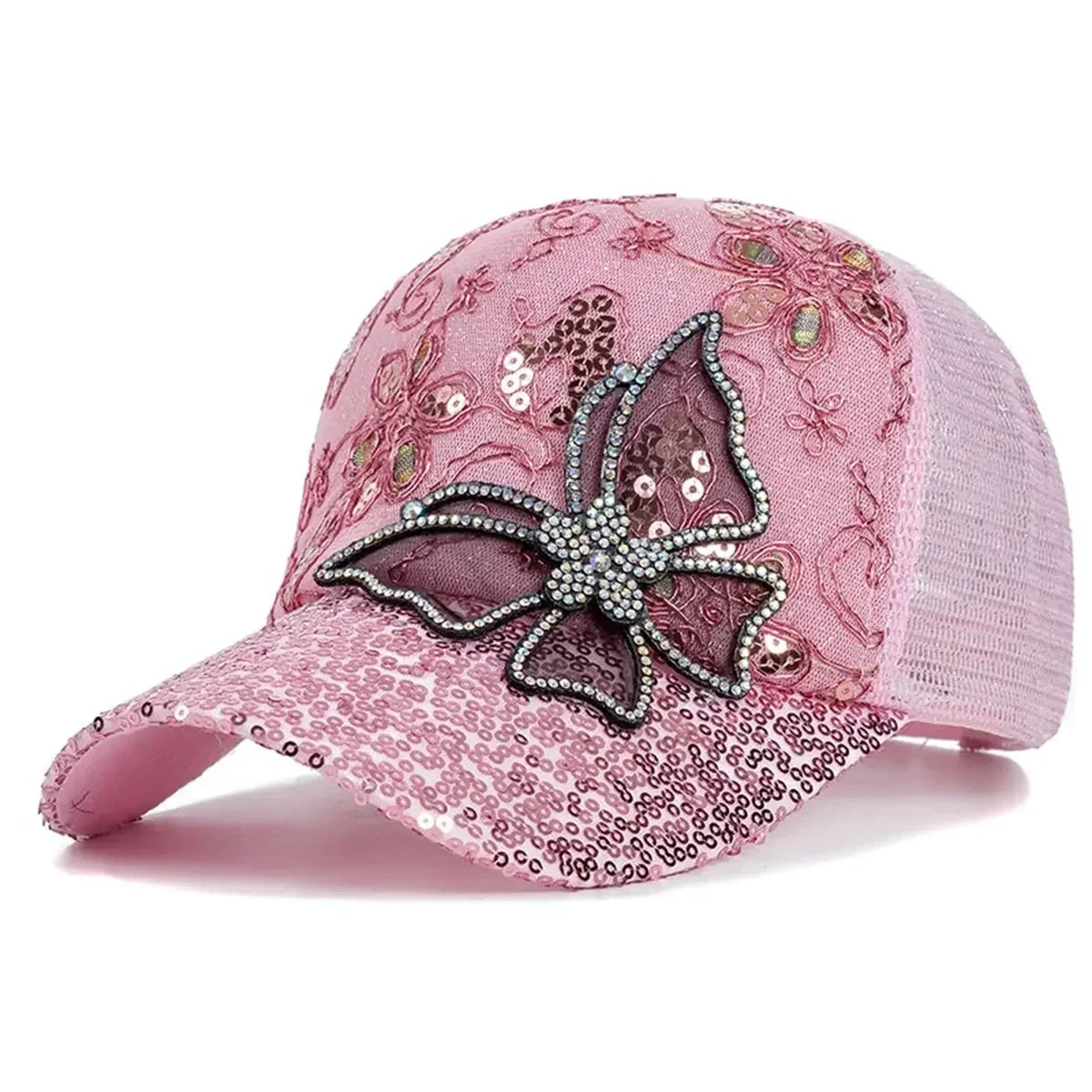 Unisex Butterfly Lace Glitter Baseball Caps