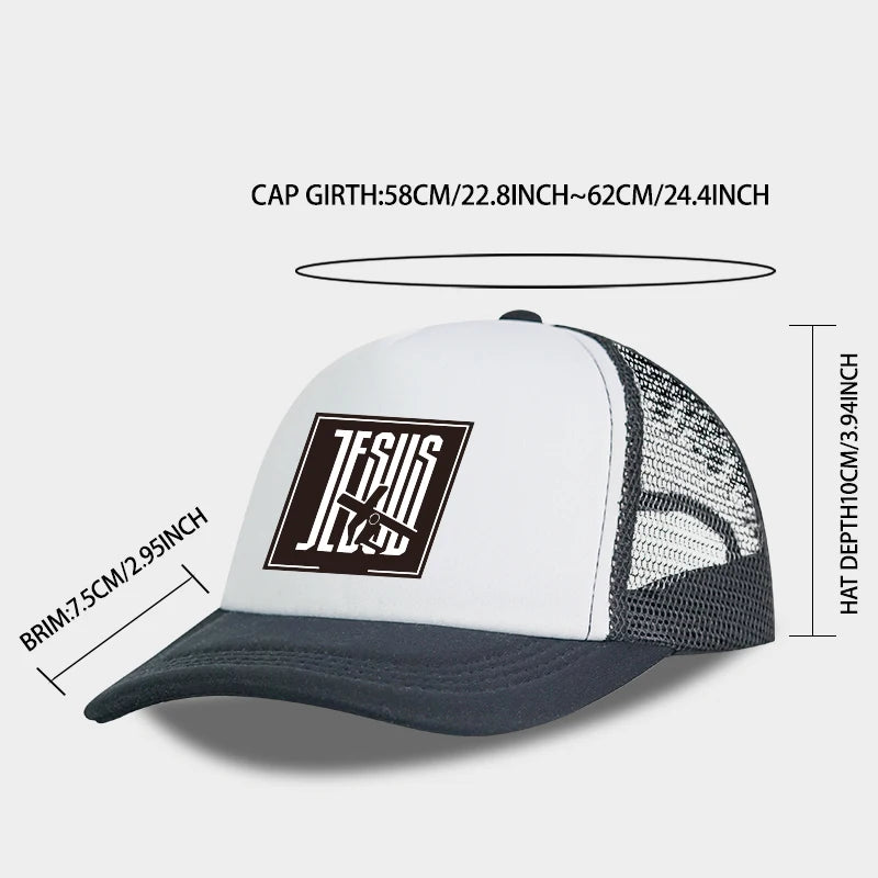 JESUS Cross-Print Sponge Mesh Cap Baseball Cap