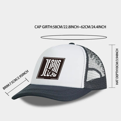JESUS Cross-Print Sponge Mesh Cap Baseball Cap