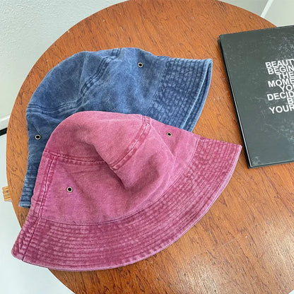 Washed Denim Bucket Hat Women Fisherman's Hat Bucket Hat