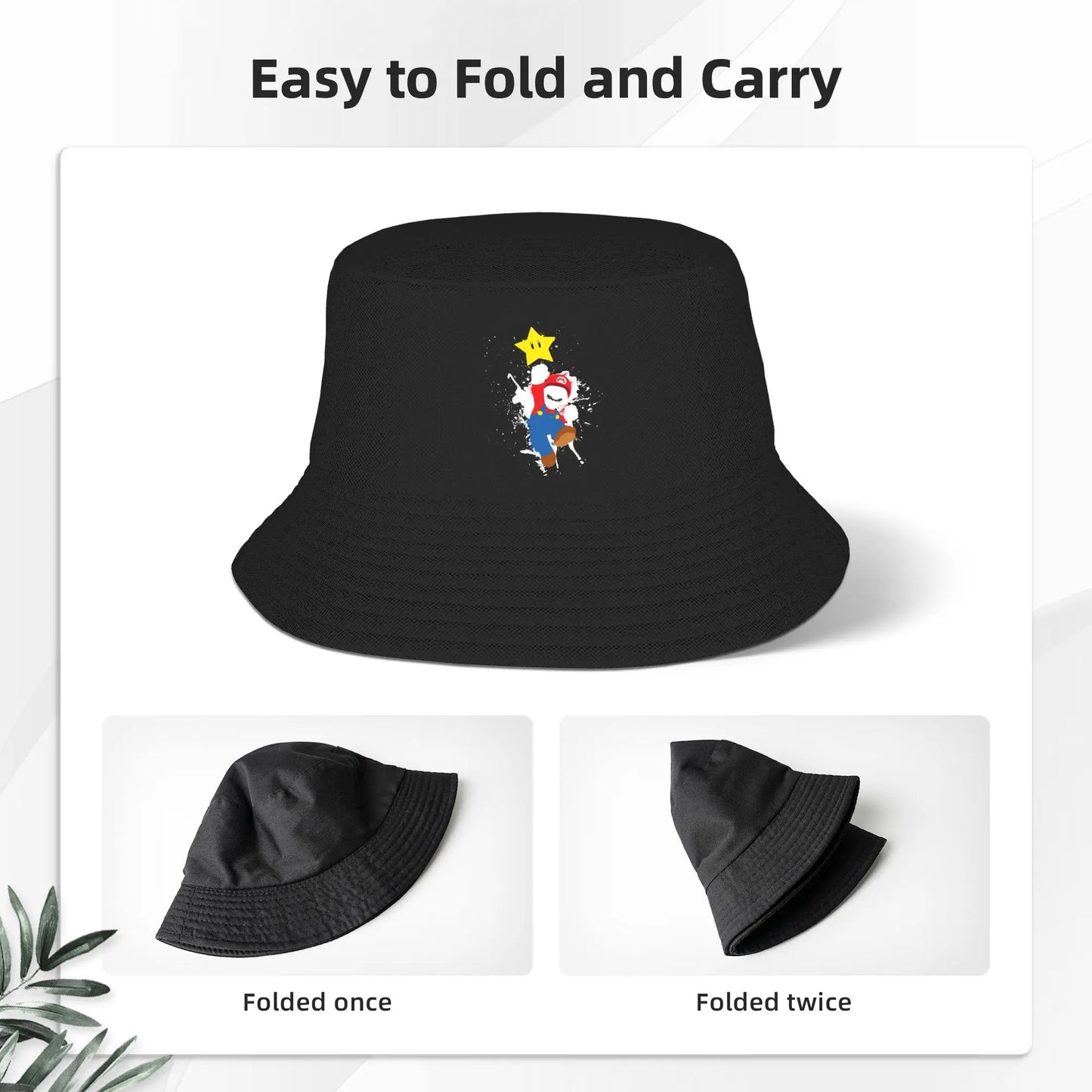 Street Super Marios Splattery Bucket Hat Unisex Packable Outdoor