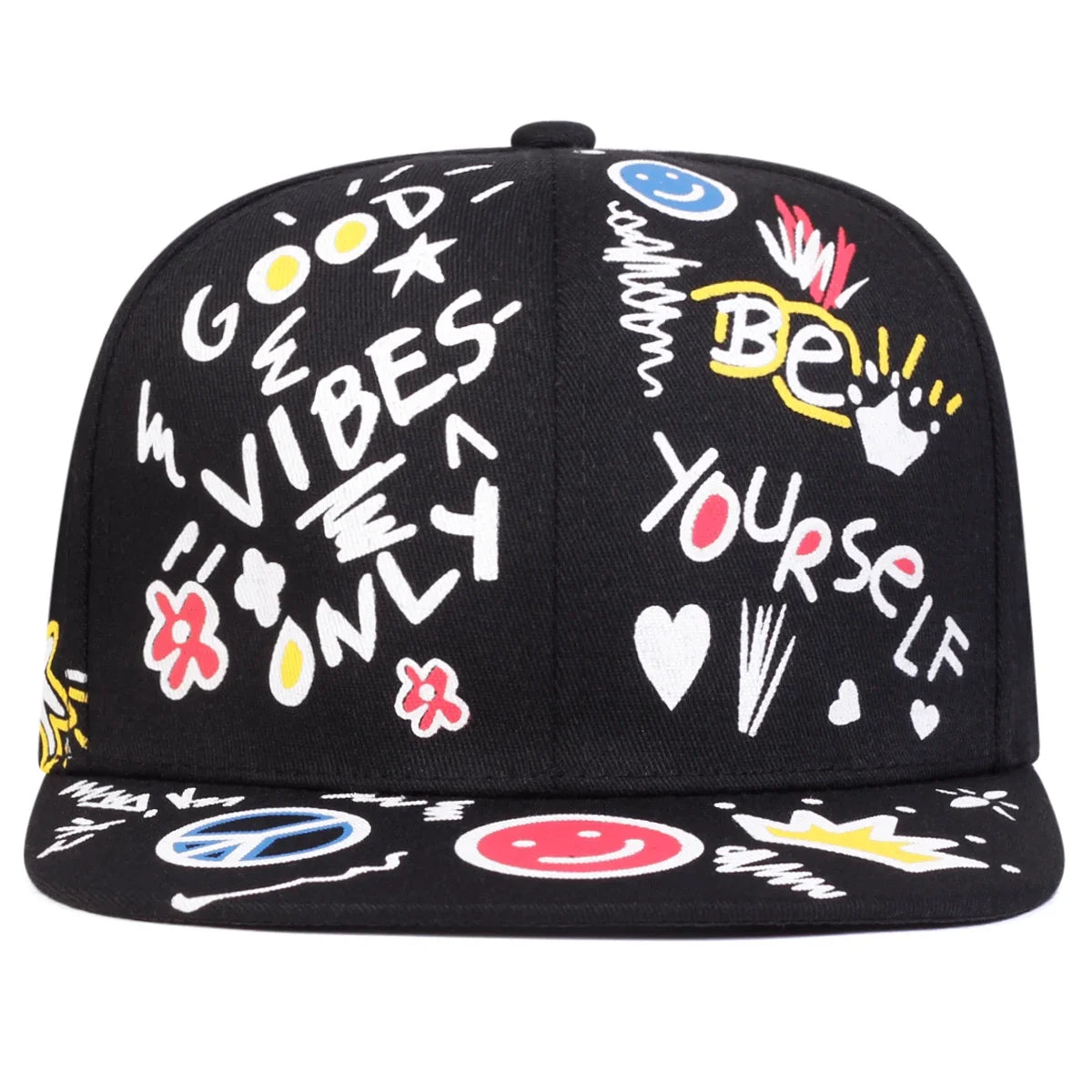 Unisex Smiling Graffiti Print Hip-hop Hats Spring Autumn Outdoor Snapback Caps